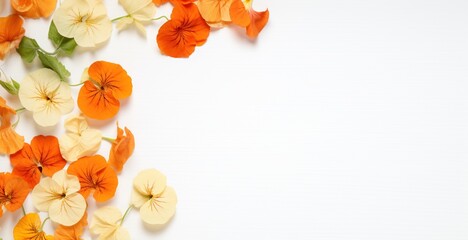 Nasturtiums on White with Copy Space