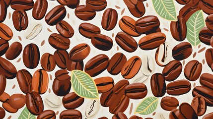 Obraz premium Coffee background illustration design, coffee beans, caffeine