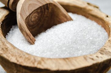 Salt background . On white table.