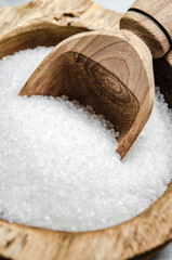 Salt background . On white table.