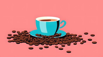 Obraz premium Coffee background illustration design, coffee beans, caffeine