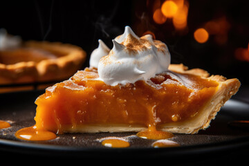 Pumpkin Pie Close-up. Delicious and tempting. Generated AI