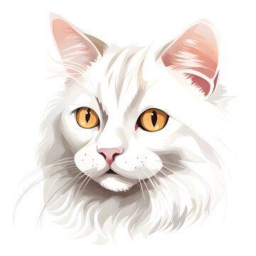 illustration with white fluffy kitten , watercolor style