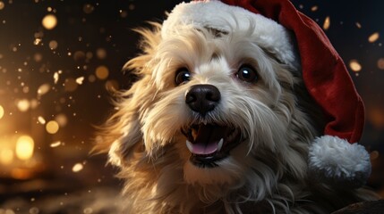 Santa Dog Illustratio bright background, Background Image,Desktop Wallpaper Backgrounds, HD