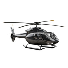 Black helicopter on transparent background