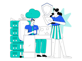 Business People Flat Vector Concept Operation Hand Drawn Illustration
