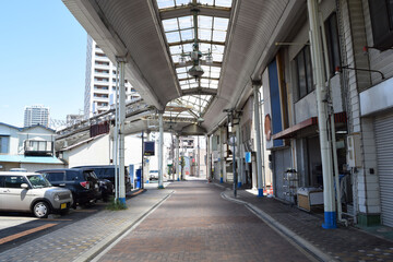 Deserted shopping street in Japan