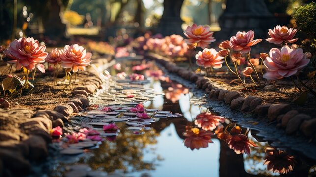 Symmetrical flower garden Perfect balance Mirrored, Background Image,Desktop Wallpaper Backgrounds, HD