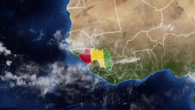 4K Globe Map of Guinea with a flag
