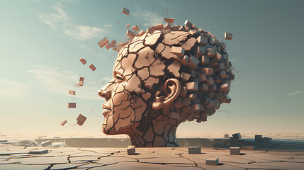 Mental breakdown mental fatigue 3d concept