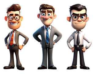 Fototapeta premium 3d illustration of businessman cartoon character collection, generative ai