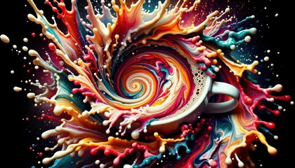 Pop Art Inspired Coffee Cup Splash Explosion

