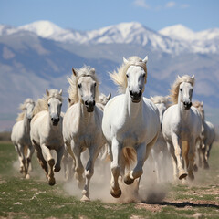 Obraz na płótnie Canvas a herd of horse running