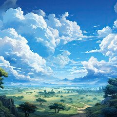 Serene Landscape: A Journey through Nature,landscape with clouds,landscape with clouds and sky