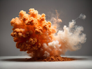 
A Orange smoke explosion border isolated on white background 