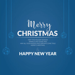 Merry Christmas. Decorative Blue background with hanging Ice baubles