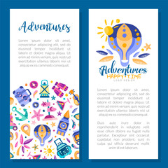 Fototapeta premium Travel and Adventure Banner Design with Journey Symbol Vector Template