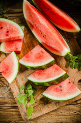Sliced fresh watermelon .