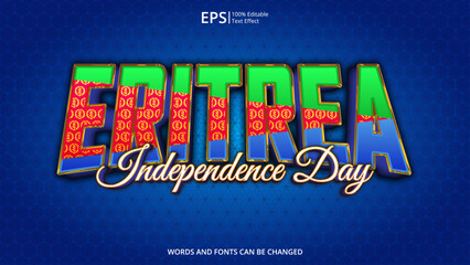 eritrea editable text effect with eritrea flag pattern suitable for poster design about holiday, Feast day or eritrea independence day moment - Powered by Adobe