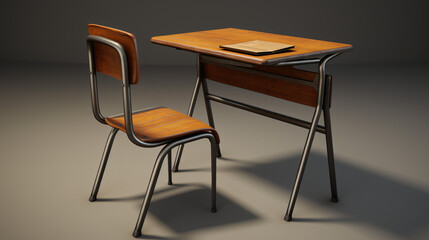 School desk and chair