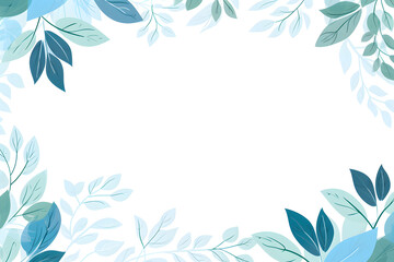 White space surrounded by teal and light green leaf designs
