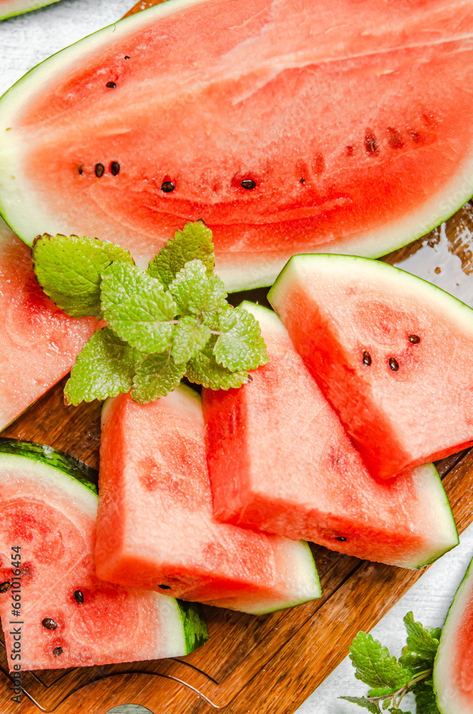 Poster Sliced fresh watermelon.