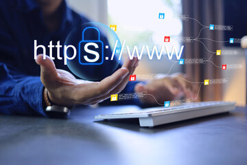 Website developer holding security https www domain type for secure to increase security level....