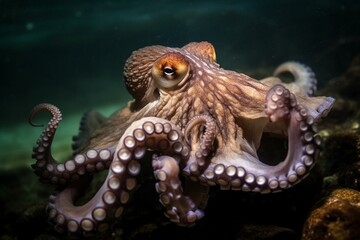 An octopus swimming. Generative AI