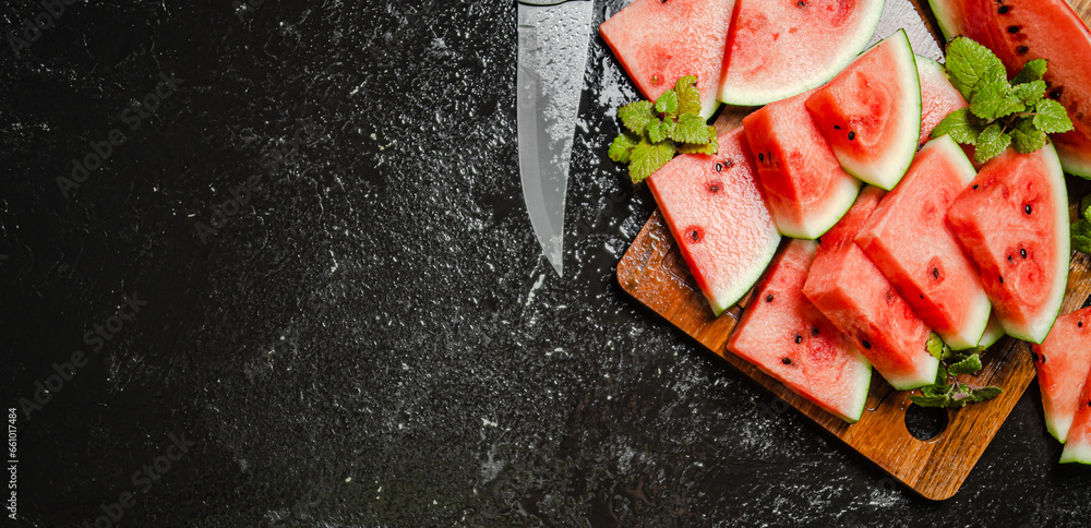 Canvas Prints sliced fresh watermelon.