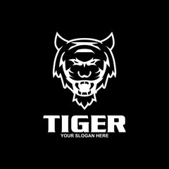 Tiger logo template mascot symbol. Vector Vintage Design Elements.