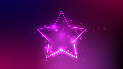 Neon frame in star form with shining effects and sparkles