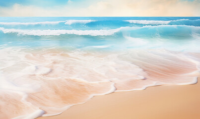 Fototapeta na wymiar Breathtaking coastal scene with turquoise waters meeting golden sands.