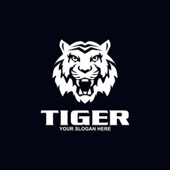 Tiger logo template mascot symbol. Vector Vintage Design Elements.