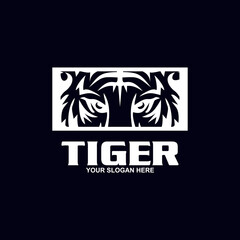 Tiger logo template mascot symbol. Vector Vintage Design Elements.