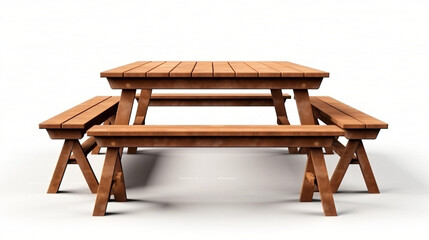 Wooden picnic table with benches