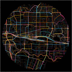 Colorful Map of Sparks, Nevada with all major and minor roads.