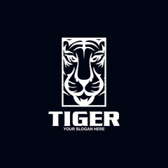 Tiger logo template mascot symbol. Vector Vintage Design Elements.