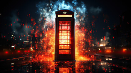 red telephone booth - obrazy, fototapety, plakaty