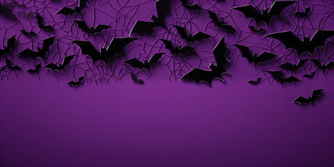 halloween banner,solid purple background with bats placed on top