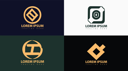 minimalist logo set flat design gold color in geometric style