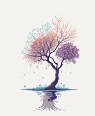 Obraz premium colorful illustrations of bonsai trees and dry/dead trees
