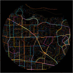 Colorful Map of YorbaLinda, California with all major and minor roads.