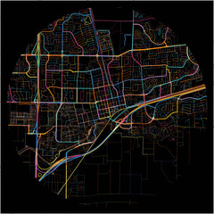 Colorful Map of Davis, California with all major and minor roads.