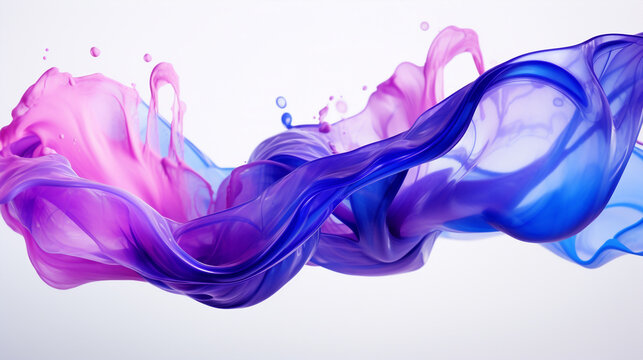 Fluides en rose, violet et bleu sur fond blanc.