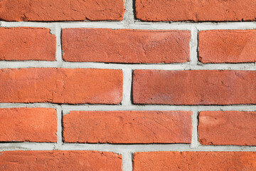 Obraz premium Red brick wall background. Urban rustic texture. Antique house exterior wall. Vintage abandoned building architecture. Empty copy space blocks. Closeup brick.