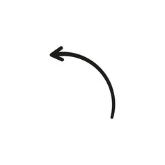 Semi circle arrow. Semicircular rounded curved geometric thin long arrow. 