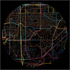 Colorful Map of WestDesMoines, Iowa with all major and minor roads.