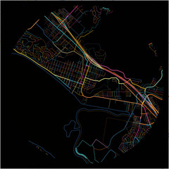 Colorful Map of LakeElsinore, California with all major and minor roads.