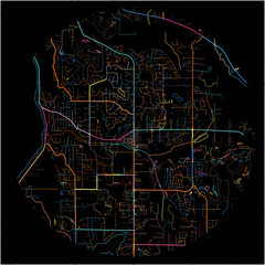 Colorful Map of Sammamish, Washington with all major and minor roads.