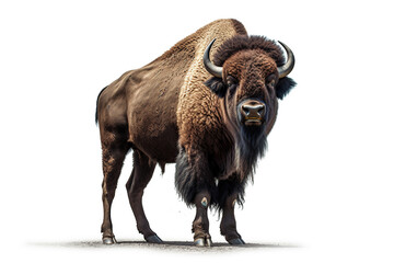 bison isolated on white,Portrait of a Bison in a Minimalist Setting